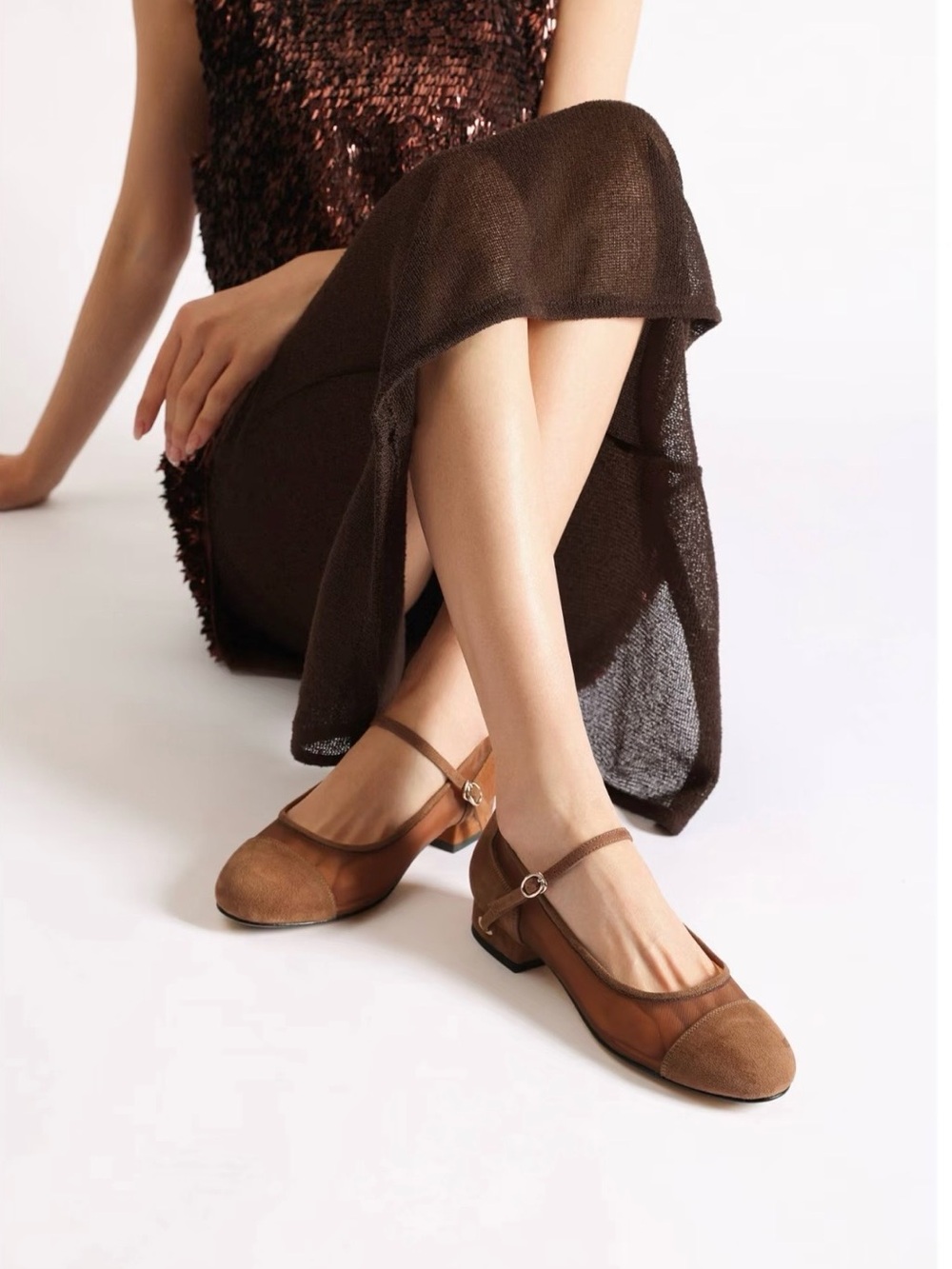 Feliz Isa 2-way wearing Suede Mesh Mary Jane flats 37